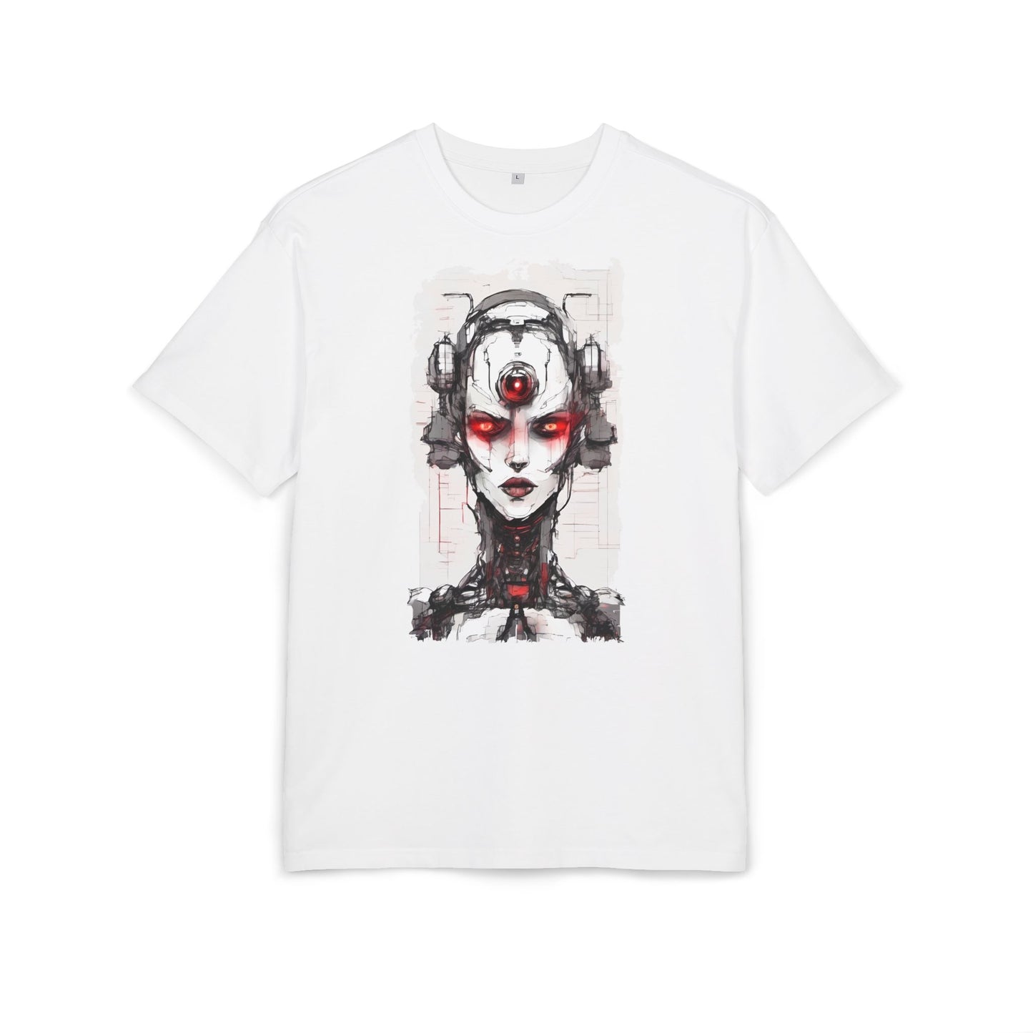 Futuristic Graphic Tee, Cyberpunk Oversized T-Shirt, Unisex Retro Style, Streetwear Top, Gift for Tech Lovers, Summer Casual Wear