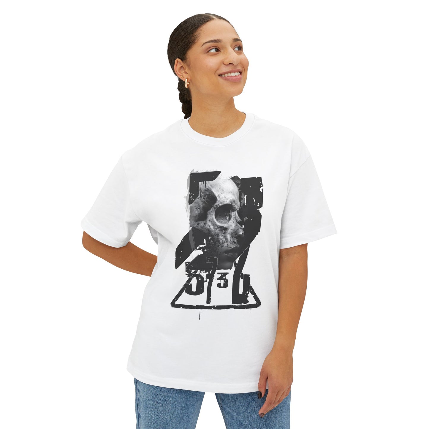 Edgy Graphic Tee, Unisex Oversized Boxy Tee, Goth Fashion Shirt, Casual Streetwear Top, Grunge Style Tee, Perfect Gift for Halloween