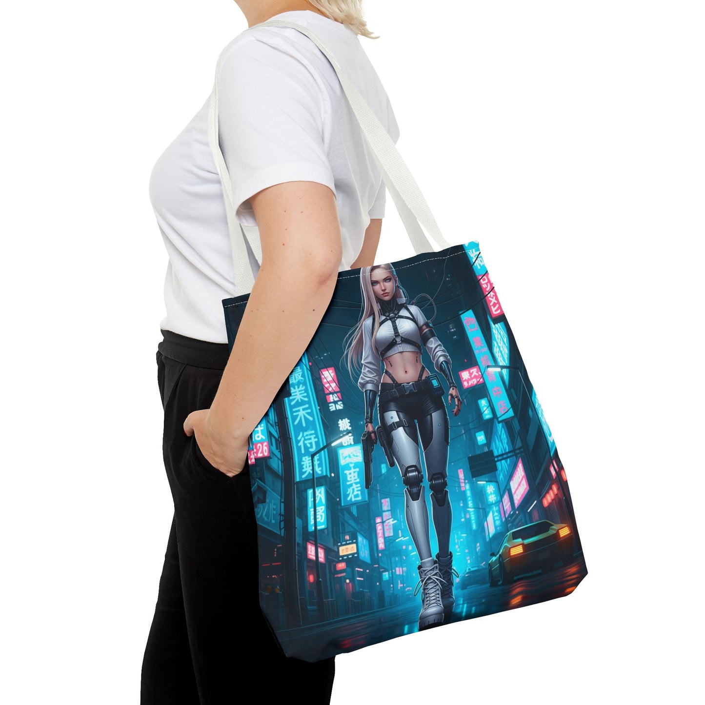 Futuristic Cyberpunk Tote Bag | Stylish Grocery Shopper, Fashion Accessory, Gift for Tech Lovers, Eco-Friendly Tote