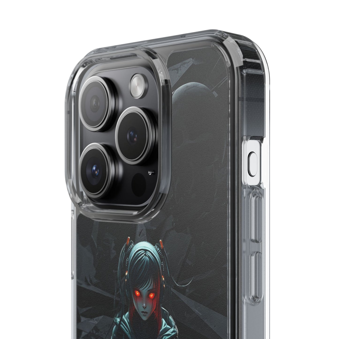 Futuristic Clear Phone Case with Cyberpunk Design - Edgy and Stylish