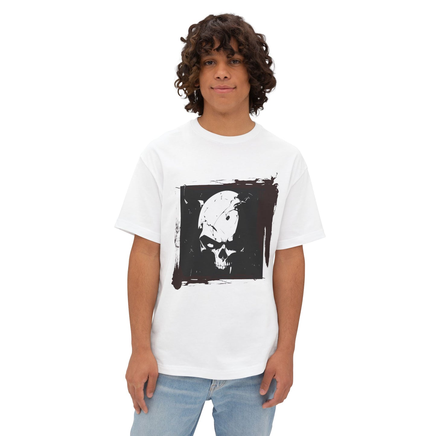 Edgy Skull Graphic Tee | Unisex Oversized Boxy Tee for Casual Wear, Halloween, Street Style, Gift for Him/Her, Unique Fashion
