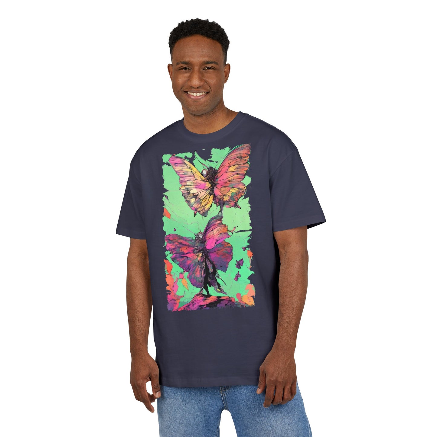 Colorful Butterfly Oversized Tee | Boho Style Tee, Spring Fashion, Nature Lover Gift, Festival Wear, Unique Graphic Shirt
