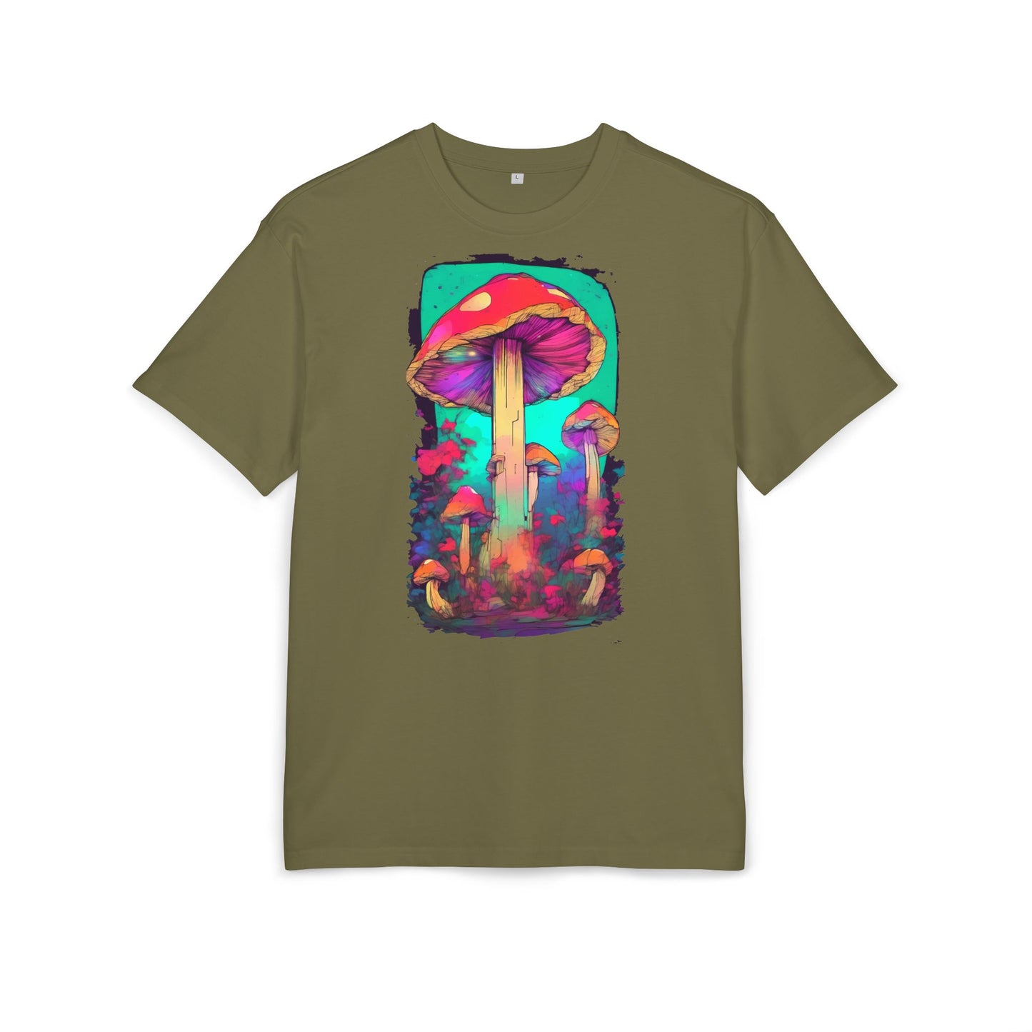 Vibrant Mushroom Art Oversized Tee, Unisex Graphic T-Shirt, Trendy Casual Style, Nature Lover Gift, Festival Clothing, Psychedelic Design