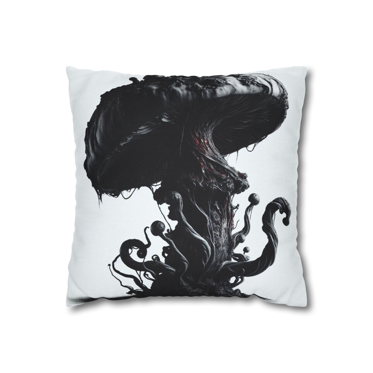 Gothic Mushroom Pillowcase | Dark Art Decor, Home Accent, Unique Gift, Black and White Throw Pillow, Living Room Decor