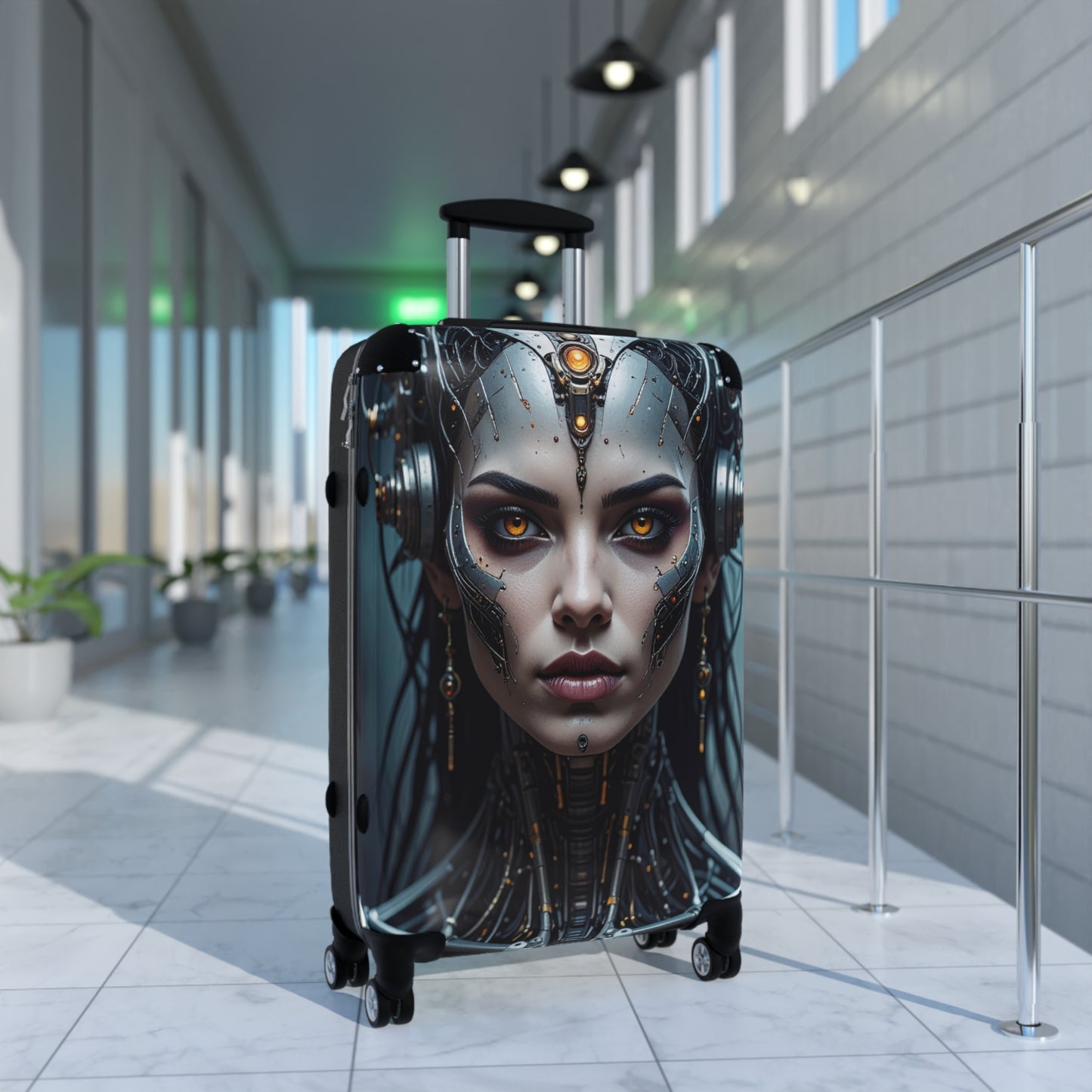Futuristic Travel Suitcase - Unique Luggage, Stylish Carry-On, Personal Suitcase, Boho Vacation Bag, Robot Design