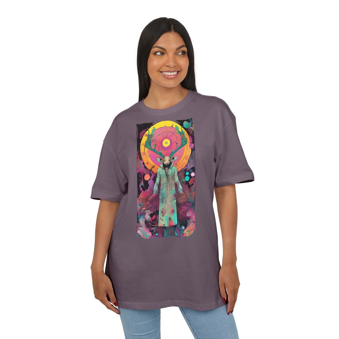 Vibrant Artistic Oversize Tee - Unisex Heavyweight T-Shirt, Bohemian Style, Gift for Art Lovers, Festival Wear, Casual Chic