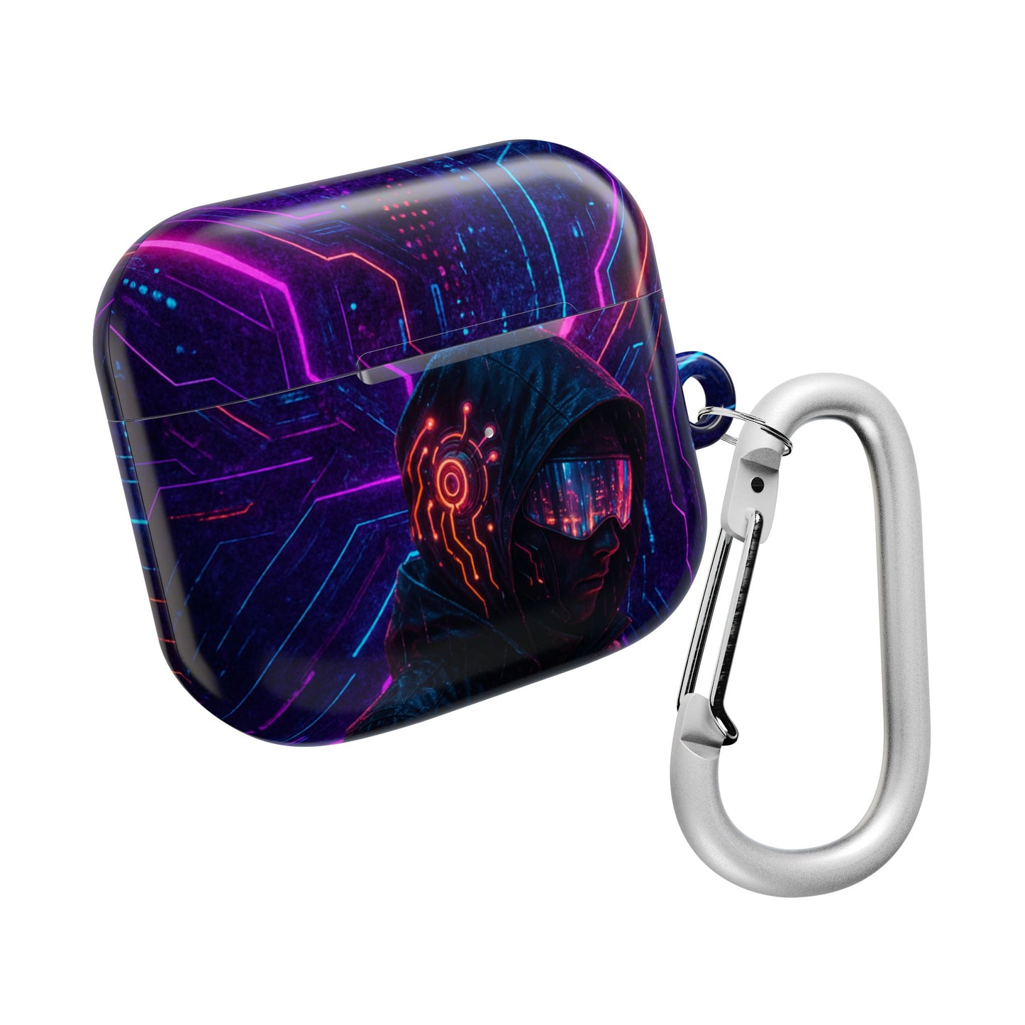 Futuristic AirPod Case, Cyberpunk Earbud Holder, Neon Accessory, Tech Gift for Gadget Lovers, Sleek & Stylish Protection