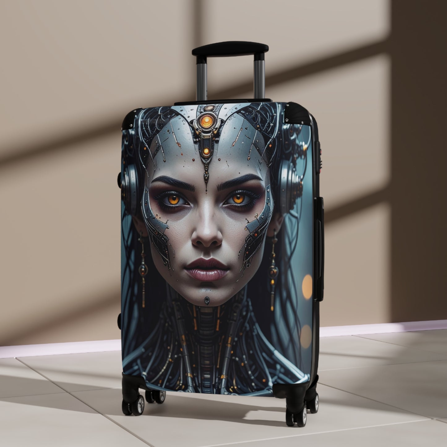 Futuristic Travel Suitcase - Unique Luggage, Stylish Carry-On, Personal Suitcase, Boho Vacation Bag, Robot Design