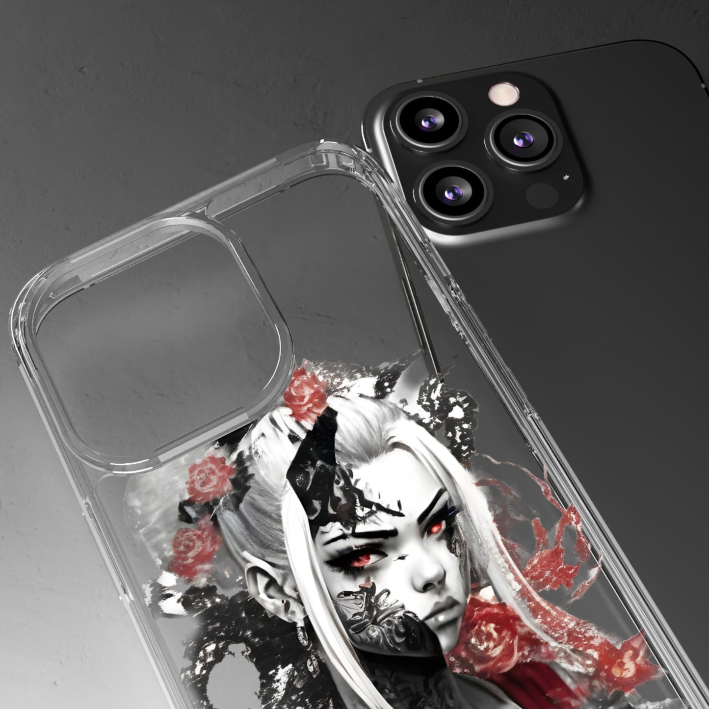 Artistic Clear Phone Case with Floral Design