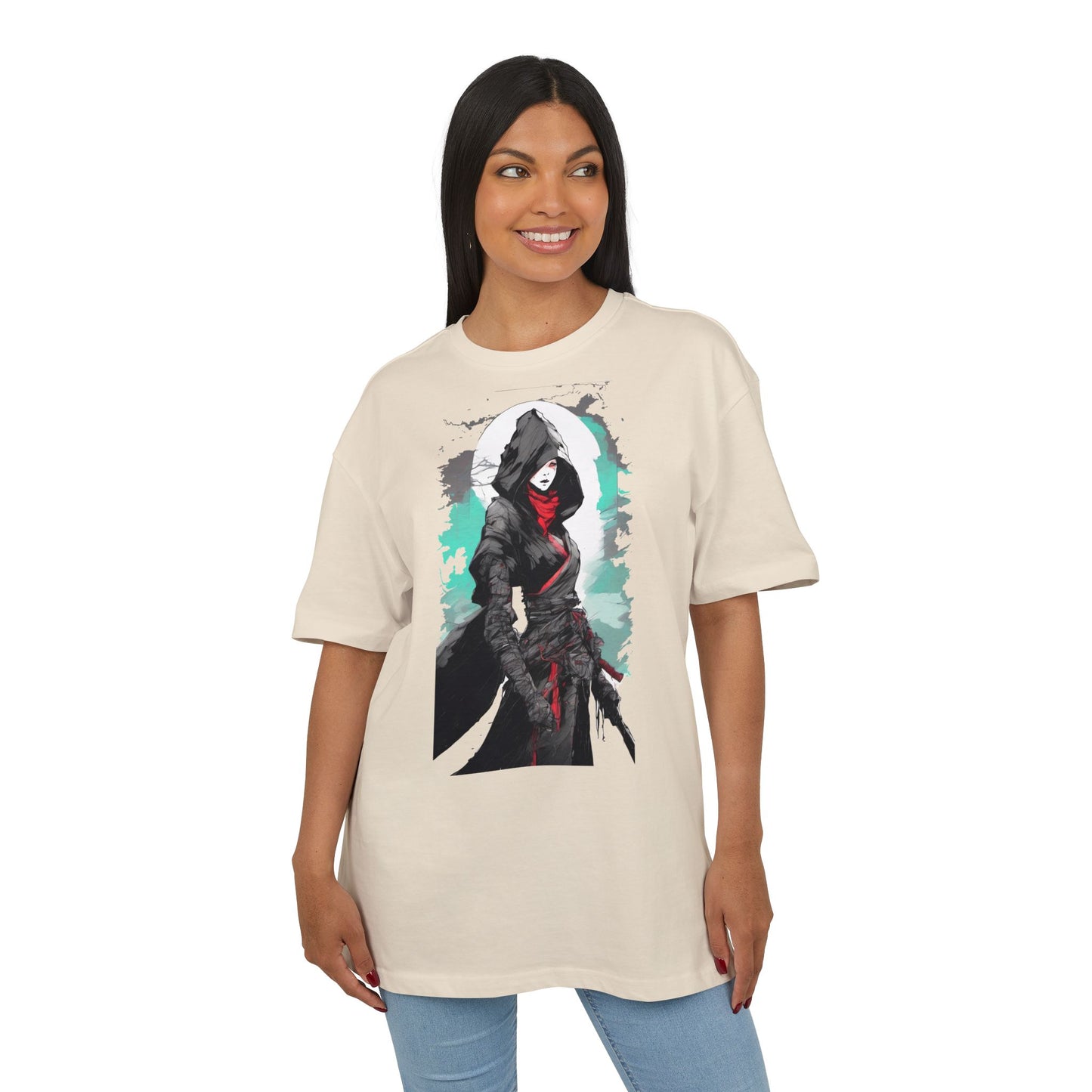 Hooded Warrior Oversize Tee | Unisex Graphic Shirt | Comfortable Casual Wear | Perfect for Comic Con, Gift for Gamers, Streetwear Fashion