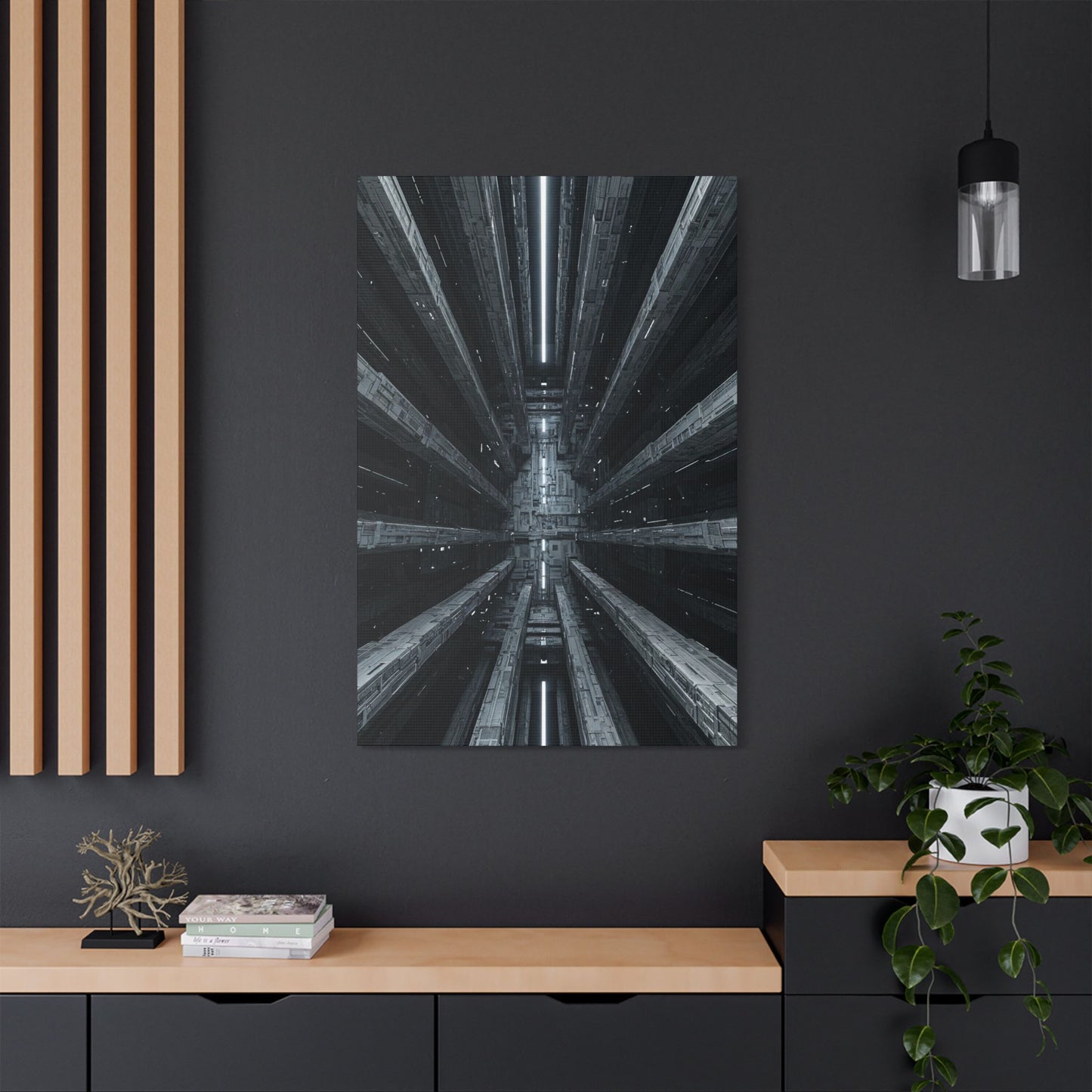 Futuristic Stretched Canvas Art, Modern Wall Decor, Sci-Fi Artwork, Perfect for Home or Office, Unique Gift Idea, Abstract Design