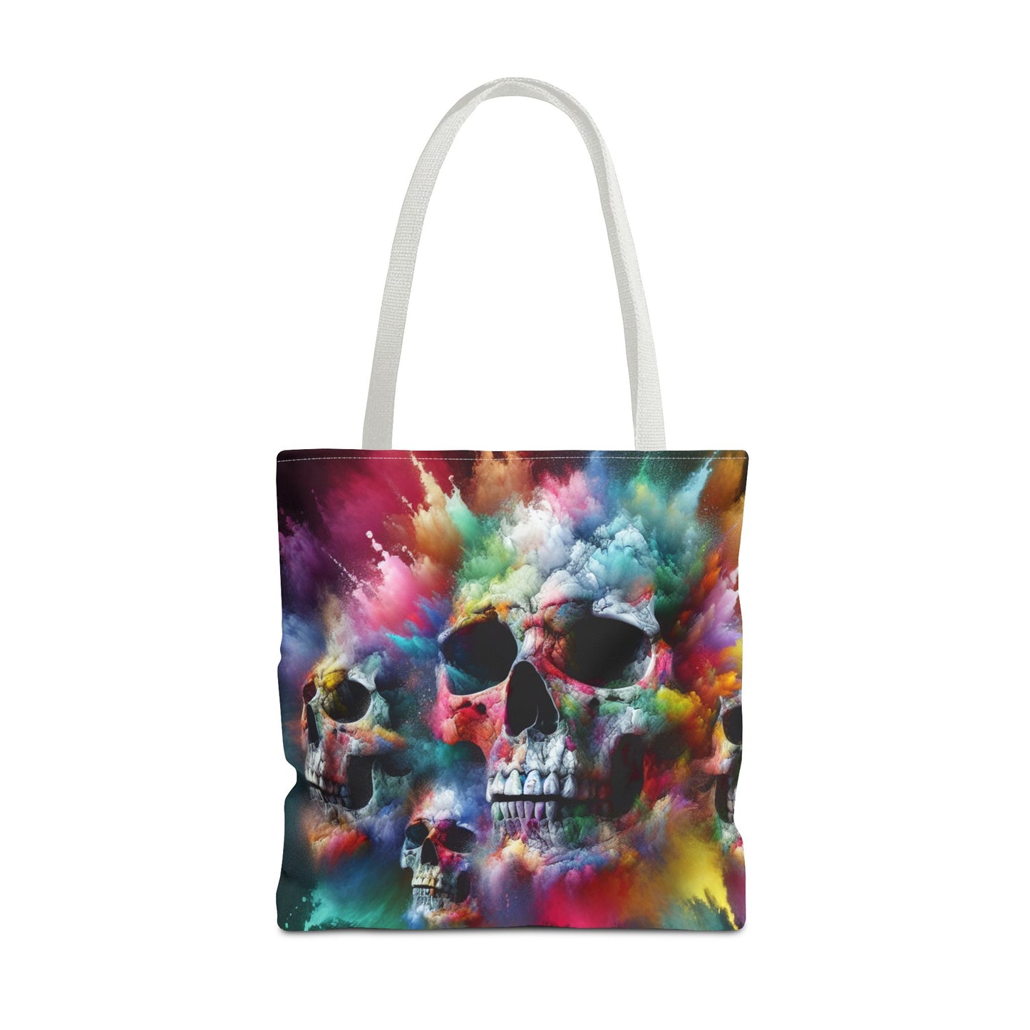 Colorful Skull Tote Bag - Artistic AOP Design, Perfect for Festivals, Everyday Use, Gift for Art Lovers, Boho Vibes
