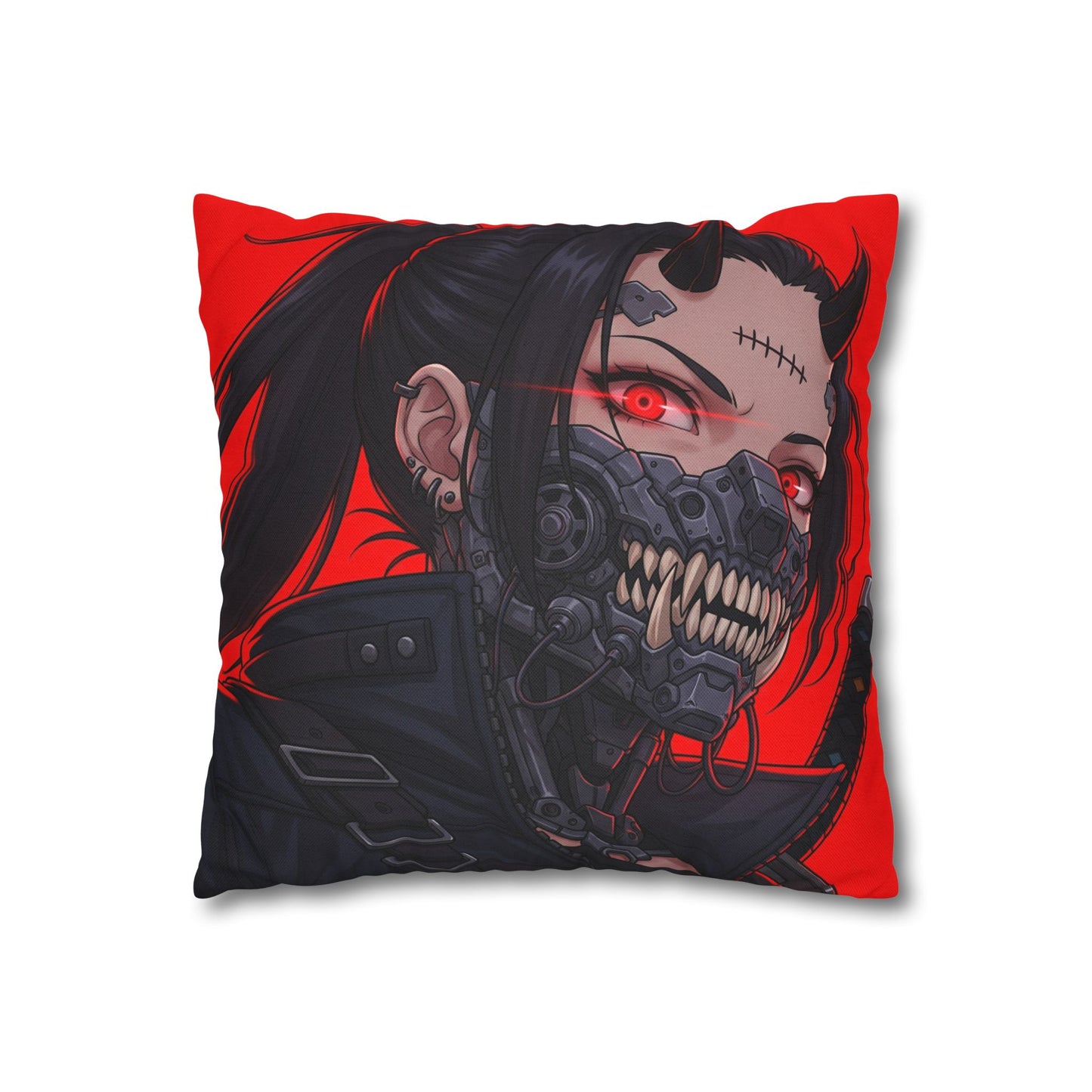 Gothic Anime Pillowcase, Decorative Throw Pillow, Cyberpunk Square Cushion, Bedroom Decor, Unique Gift for Fans, Cozy Home Accents