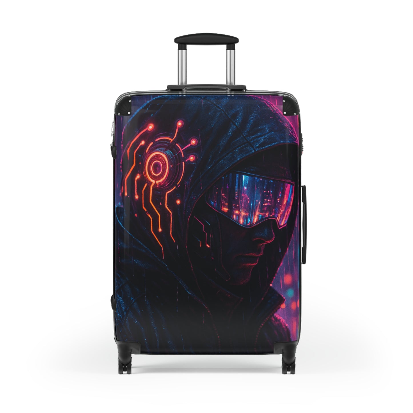 Futuristic Suitcase with Cyberpunk Design | Travel Luggage, Geek Gift, Stylish Bag, Unique Carry-On, Adventure Accessories