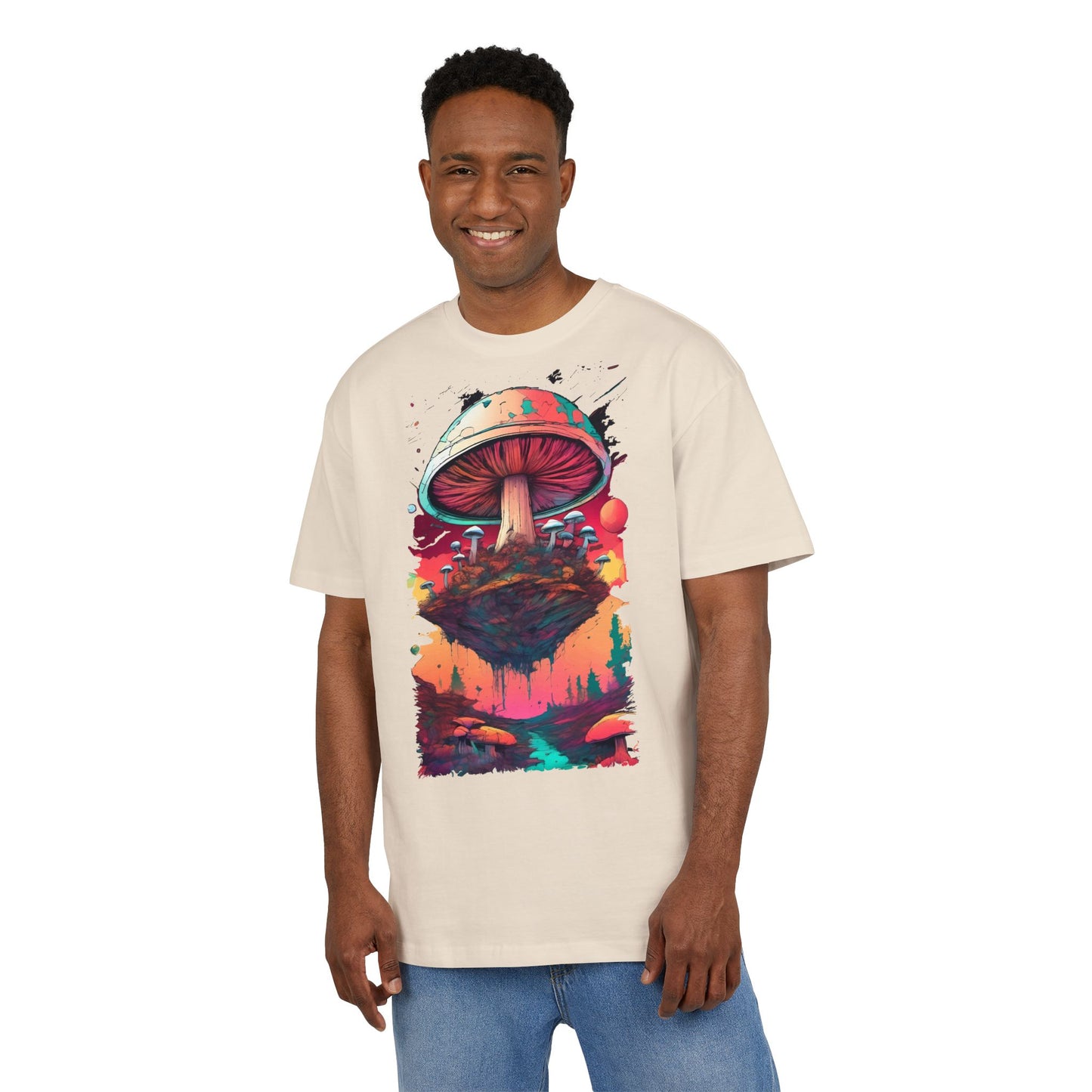 Psychedelic Mushroom Unisex Tee - Oversize Graphic T-Shirt for Festivals, Art Lovers, Gifts, and Casual Wear