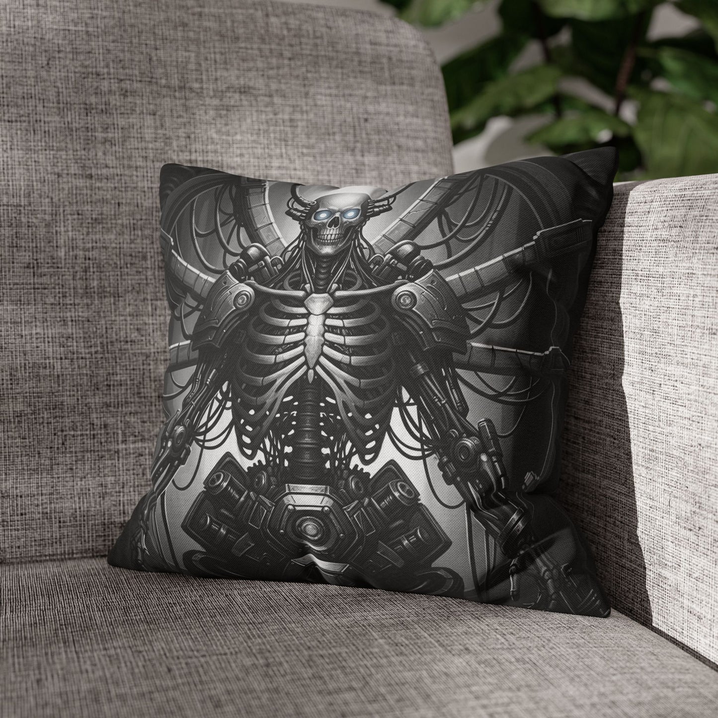Gothic Skeleton Pillowcase - Dark Decor for Halloween, Bohemian Home, Gothic Style, Sofa Cushion, Unique Gift