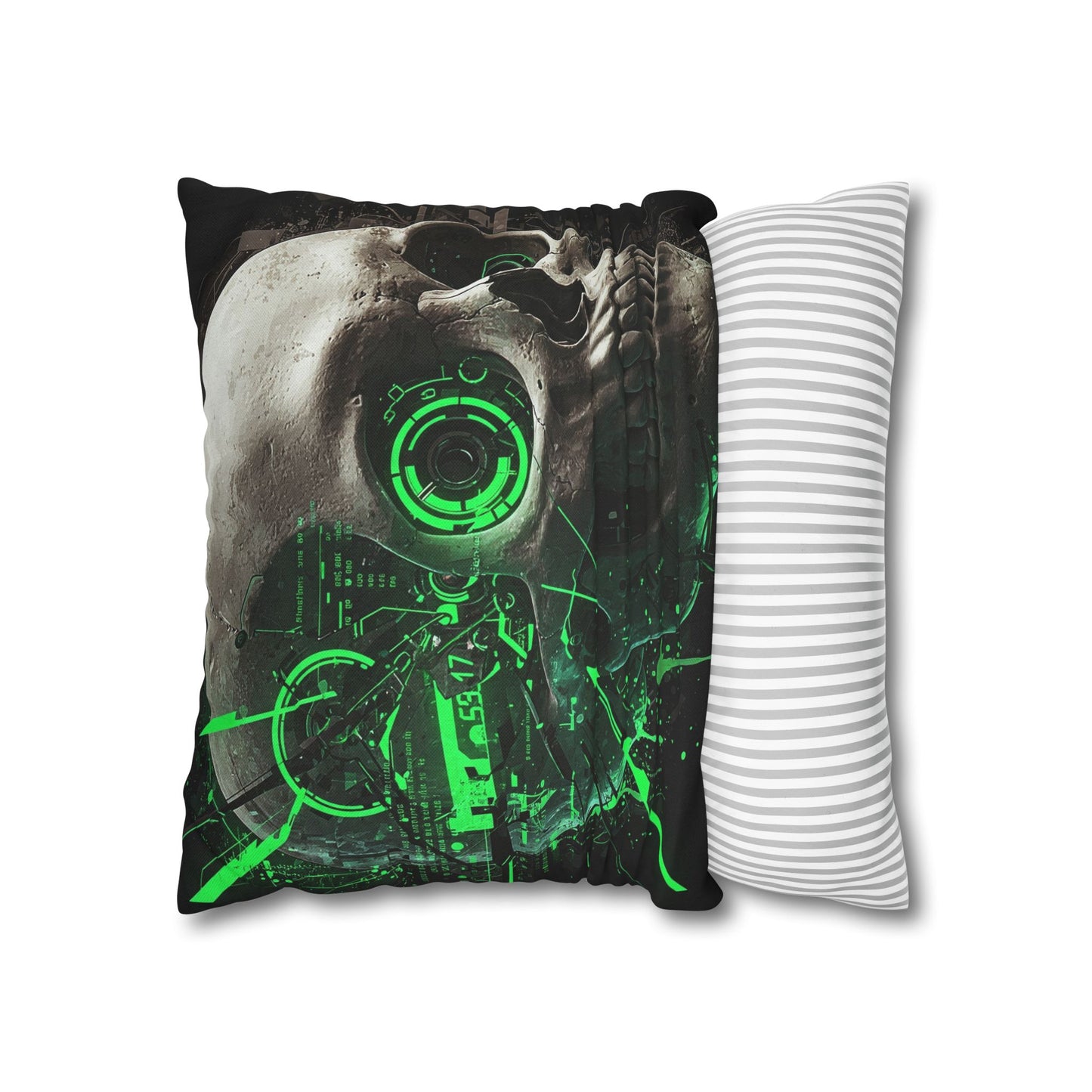 Futuristic Skull Pillowcase - Edgy Home Decor, Gothic Accessories, Cyberpunk Living Room, Halloween Decorations, Unique Gift Idea