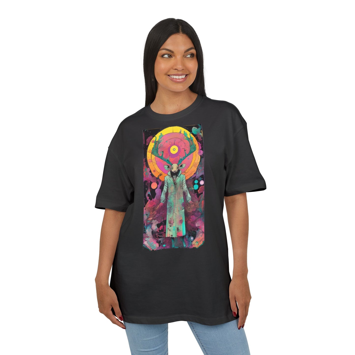 Vibrant Artistic Oversize Tee - Unisex Heavyweight T-Shirt, Bohemian Style, Gift for Art Lovers, Festival Wear, Casual Chic