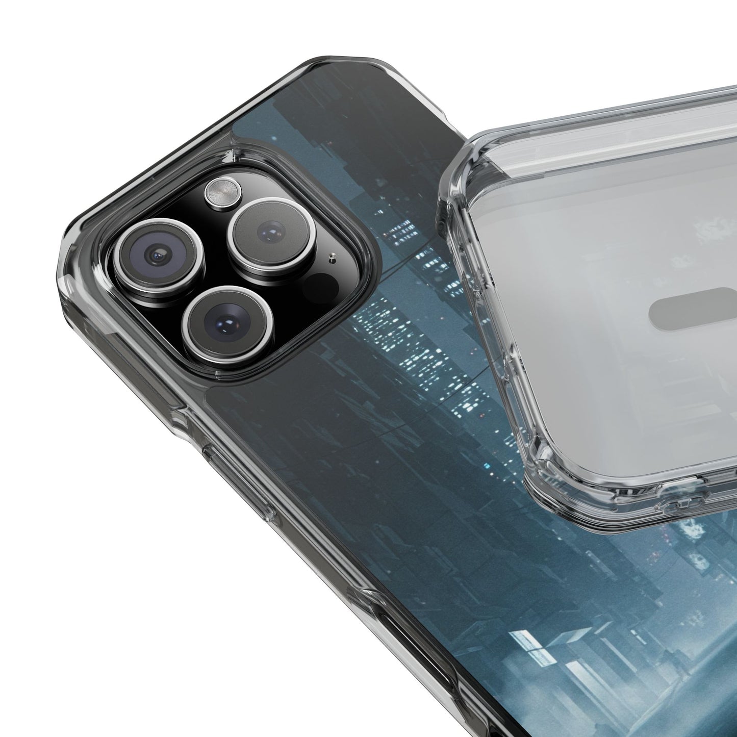Magnetic Clear Impact Cases for Phones | Urban Nightscape Design | Unique Phone Accessories, Gift for Tech Lovers, Protective Cases
