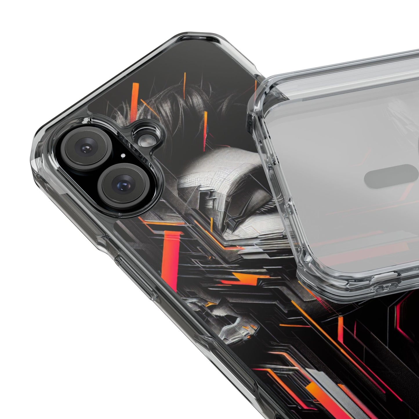Magnetic Clear Impact Cases with Abstract Graphic, Stylish Phone Protection, Modern Gift for Tech Lovers, Unique Case