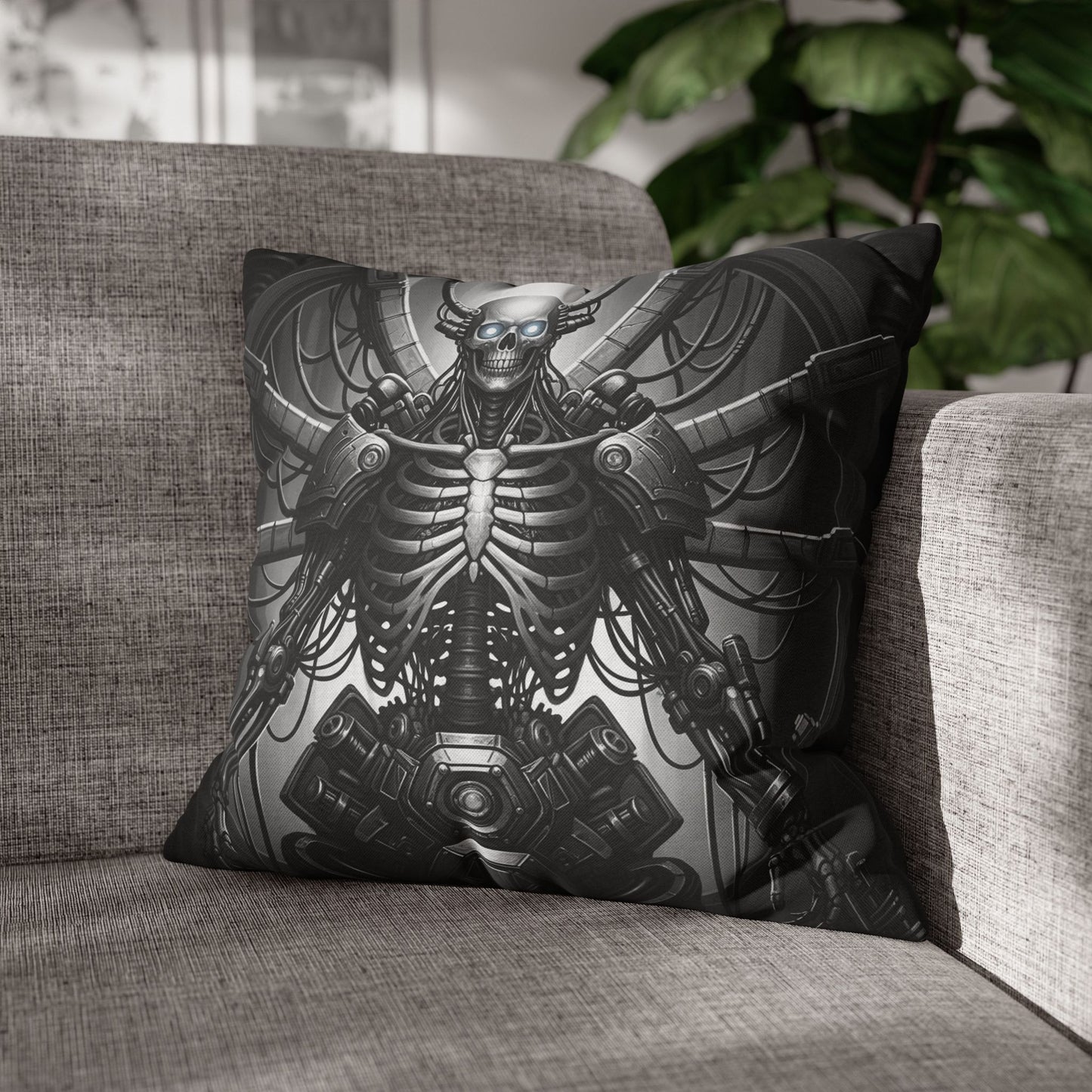 Gothic Skeleton Pillowcase - Dark Decor for Halloween, Bohemian Home, Gothic Style, Sofa Cushion, Unique Gift