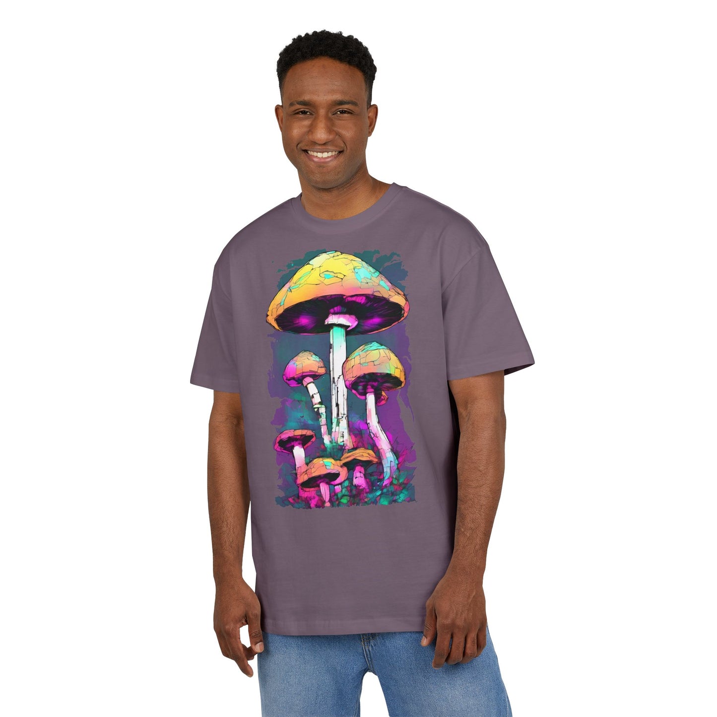 Trippy Mushroom Unisex Oversize Tee | Psychedelic Art Shirt, Retro Graphic Tee, Festival Wear, Gift for Nature Lovers, Streetwear