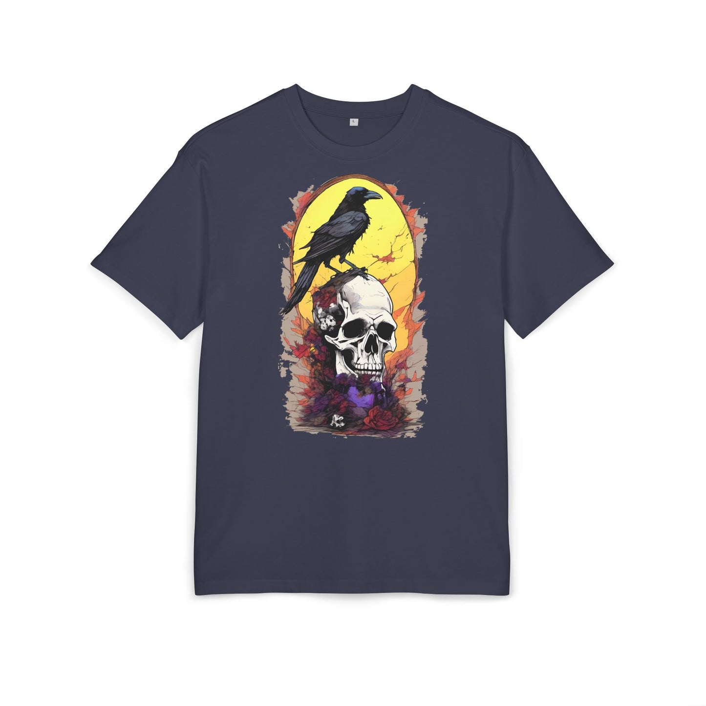 Gothic Raven & Skull Tee, Unisex Oversized Shirt, Edgy Halloween Fashion, Alternative Streetwear, Unique Graphic Tee, Perfect Gift