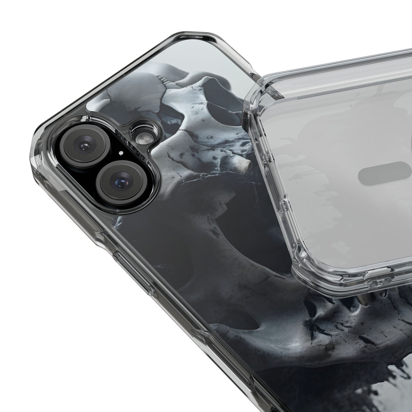 Unique Skull Design Magnetic Clear Impact Cases, Skull Phone Cases, Gothic Accessories, Halloween Gifts, Edgy Mobile Covers