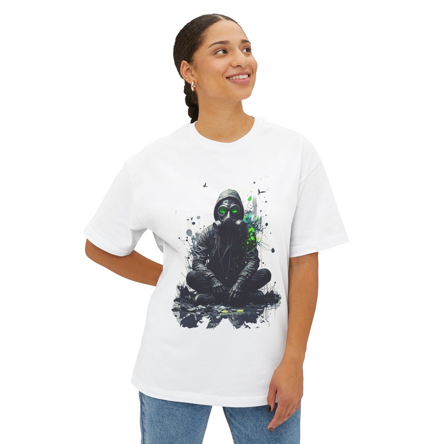 Gritty Street Art Boxy Tee, Unisex Tee, Graphic Tee, Oversized T-Shirt, Urban Fashion, Unique Gift, Casual Wear