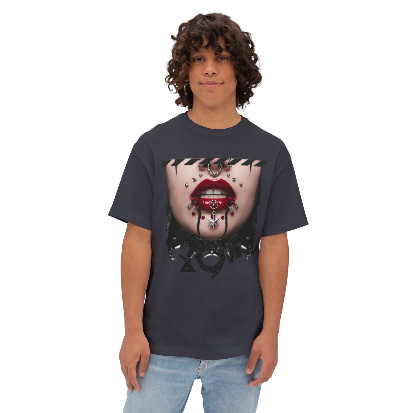 Chic Graphic Tee, Edgy Streetwear Top, Unisex Oversized T-Shirt, Artsy Casual Style, Fashion Statement Tee