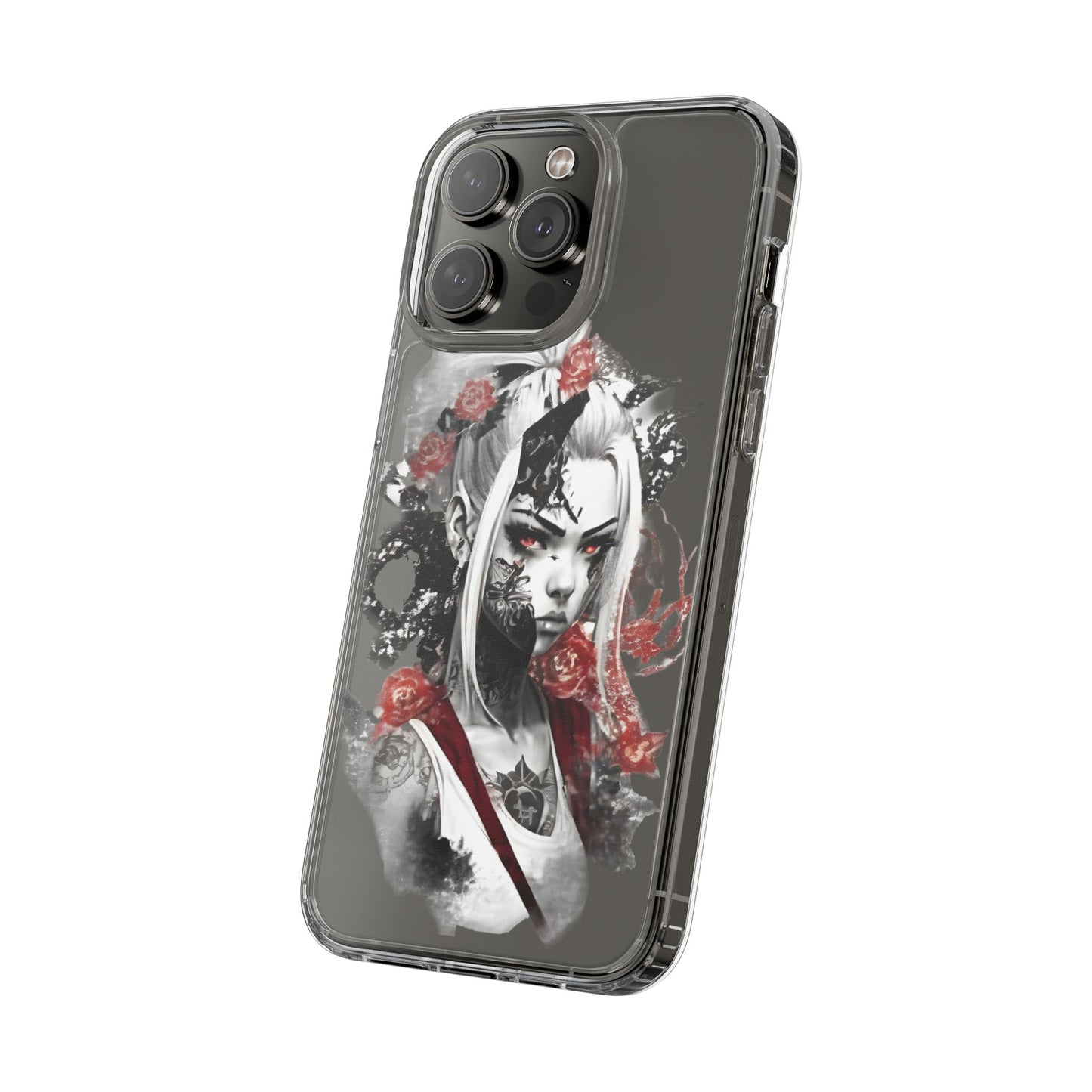 Artistic Clear Phone Case with Floral Design