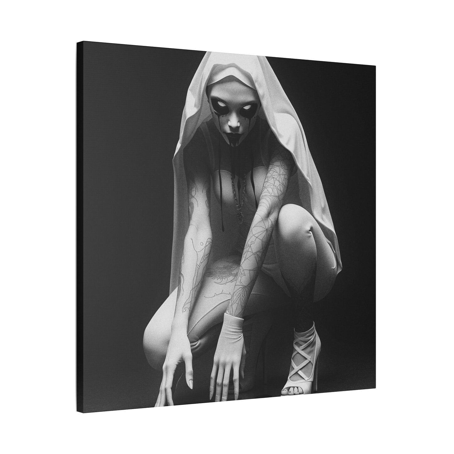 Gothic Art Print, Horror Decor, Canvas Wall Art, Home Aesthetic, Unique Gift, Modern Black and White Art