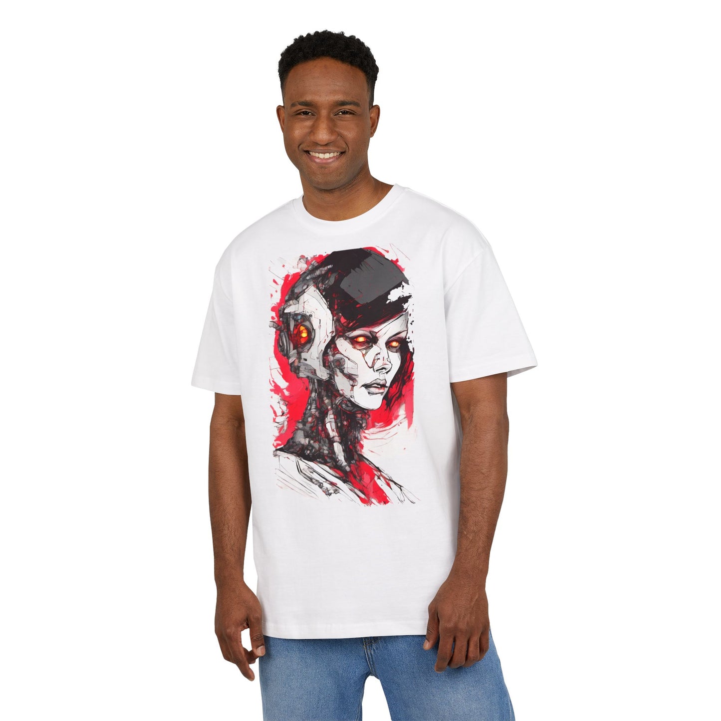 Cyberpunk-Inspired Unisex Heavy Oversize Tee | Graphic Tee, Streetwear, Gift for Gamers, Unique Fashion, Modern Art Apparel
