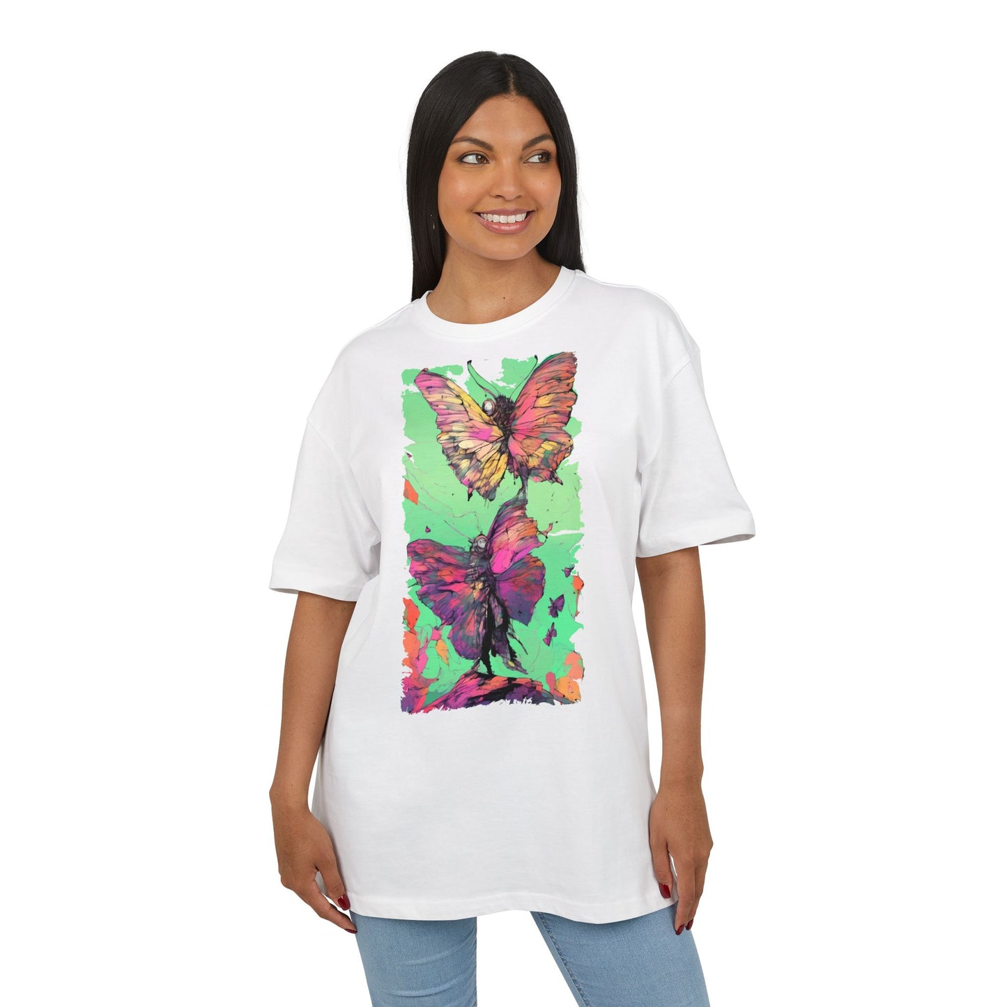 Colorful Butterfly Oversized Tee | Boho Style Tee, Spring Fashion, Nature Lover Gift, Festival Wear, Unique Graphic Shirt
