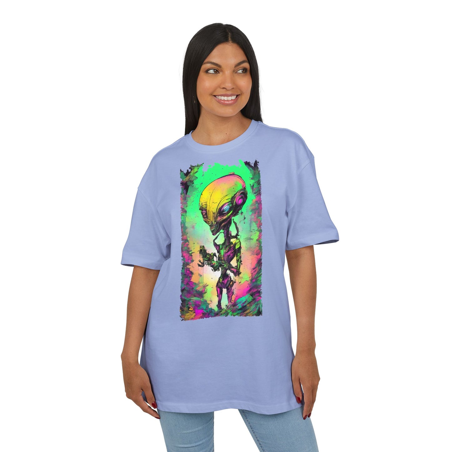 Cosmic Alien Art Tee - Unisex Heavy Oversize Tee, Retro Space Vibe Shirt, Gift for Sci-Fi Lovers, Casual Wear, Unique Graphic T-Shirt