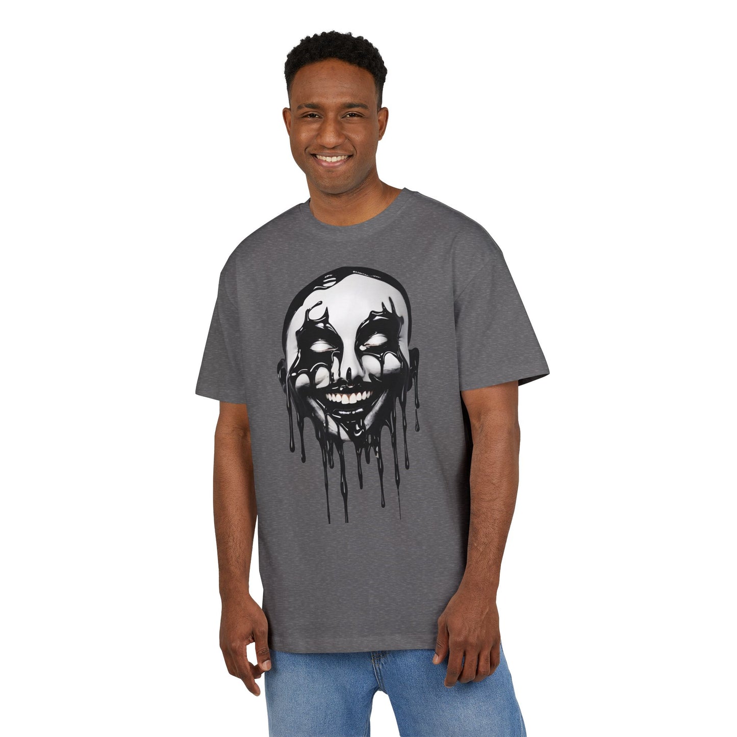 Gothic Graffiti Oversized Tee - Trendy Streetwear, Unisex Fashion Shirt, Edgy Graphic Tee, Perfect for Halloween, Casual Wear