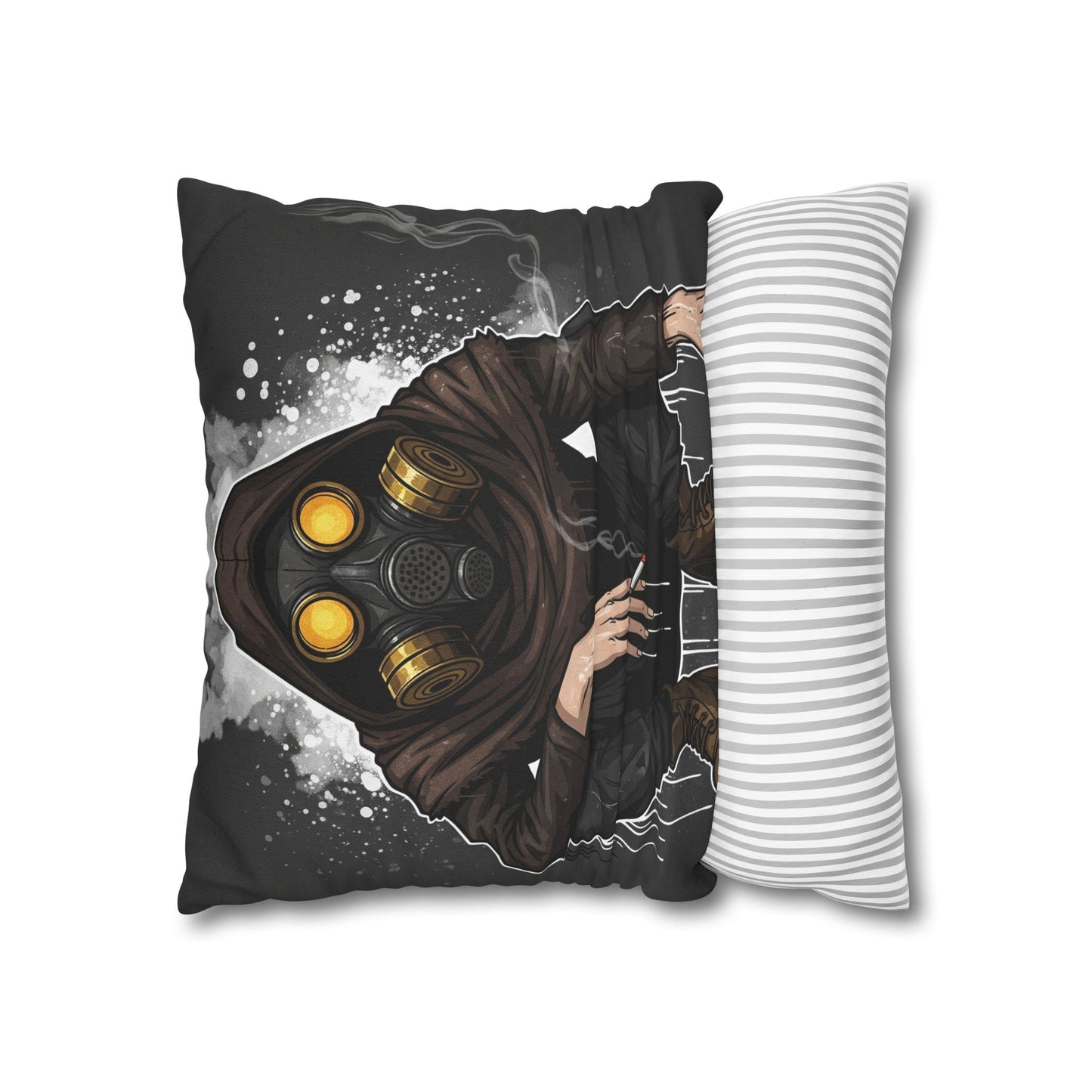 Gothic Gas Mask Pillowcase - Unique Home Decor, Edgy Throw Pillow, Gifts for Sci-Fi Fans, Alternative Room Style, Men’s Bedroom Decor