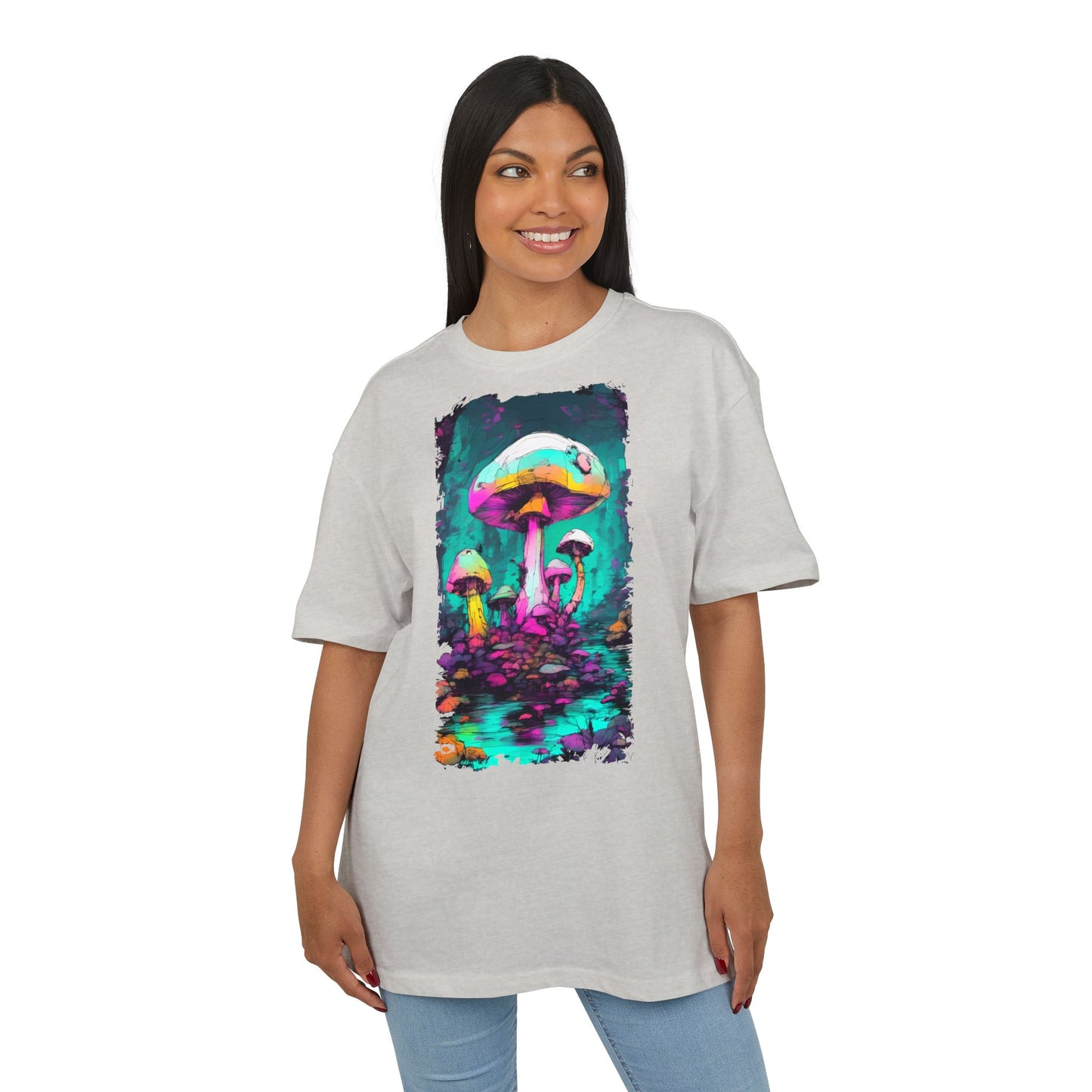 Psychedelic Mushroom Unisex Oversized Tee, Retro Graphic T-Shirt, Festival Wear, Street Style, Unique Gift for Nature Lovers