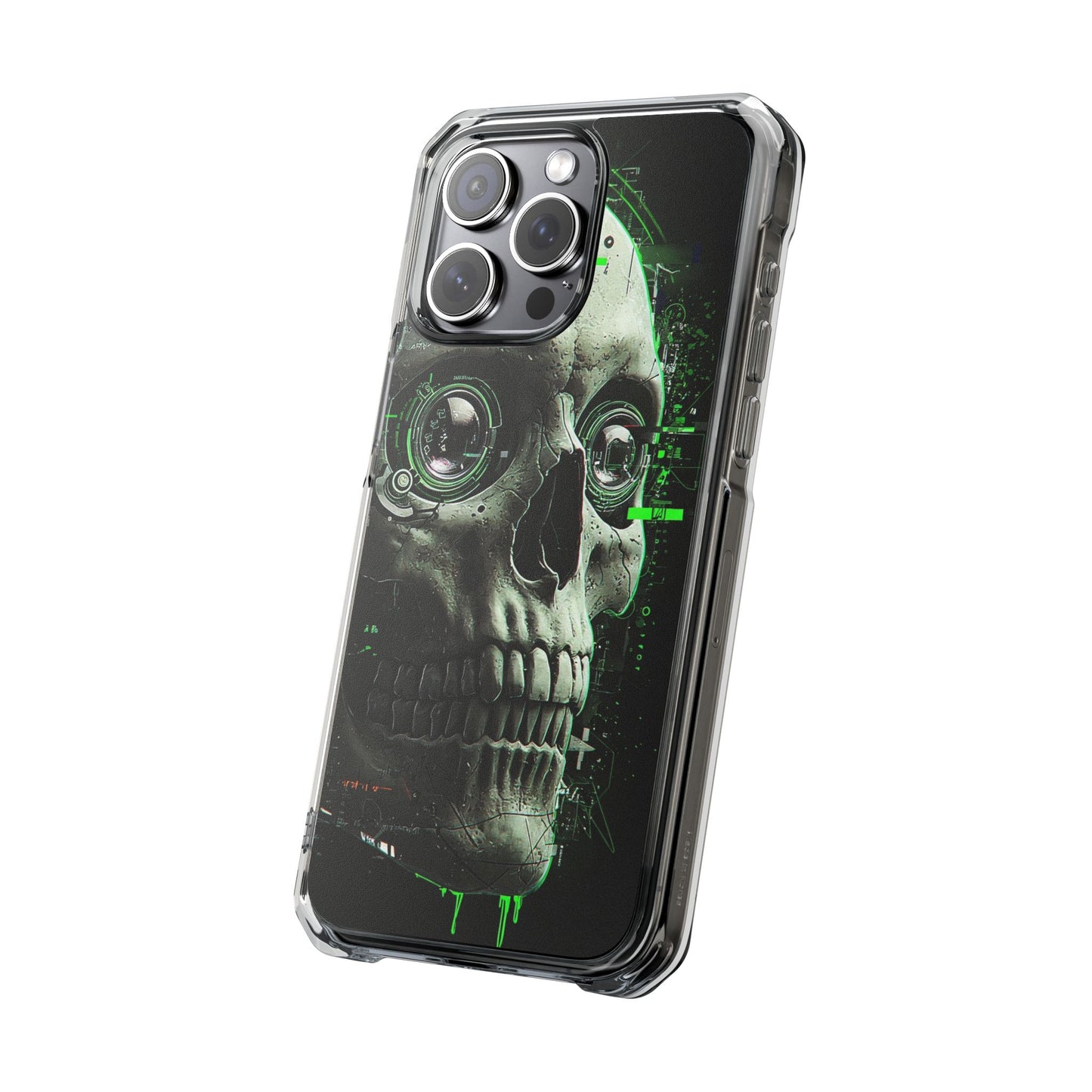 Gothic Skull Phone Case, Cyberpunk Design, Clear Impact Protection, Unique Gift for Him, Halloween Accessories, Tech Lover
