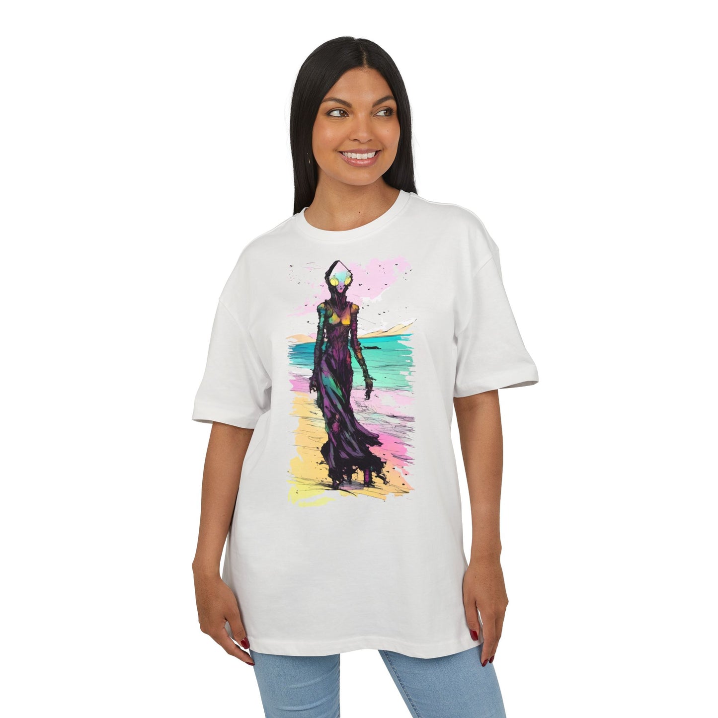 Beach Vibes Oversize Tee - Artistic Graphic Tee, Summer Style, Unisex T-Shirt, Boho Fashion, Casual Wear