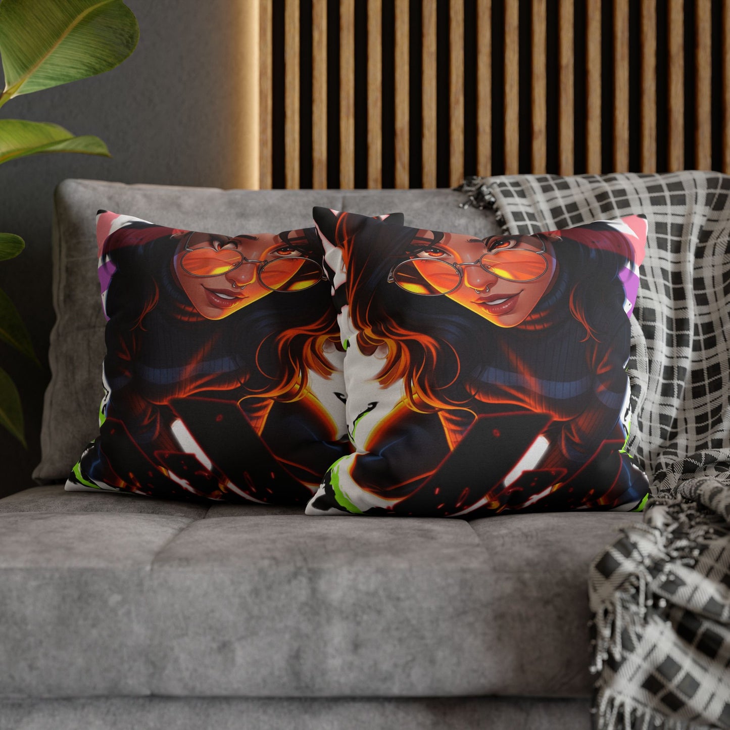 Vibrant Art Throw Pillow, Cozy Home Decor, Unique Gift for Gamers, Boho Cushion for Comfort, Stylish Accent Pillow