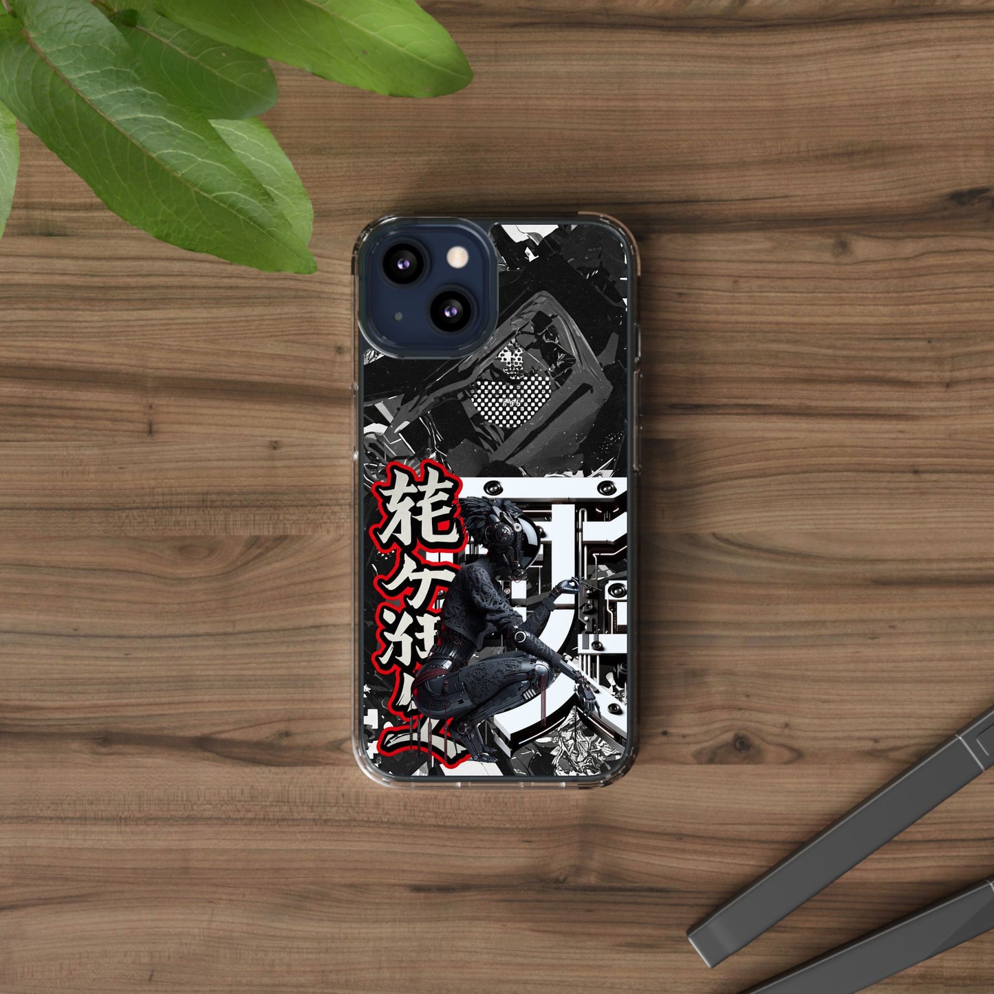 Clear Phone Case with Stylish Graphic Design for Tech Enthusiasts