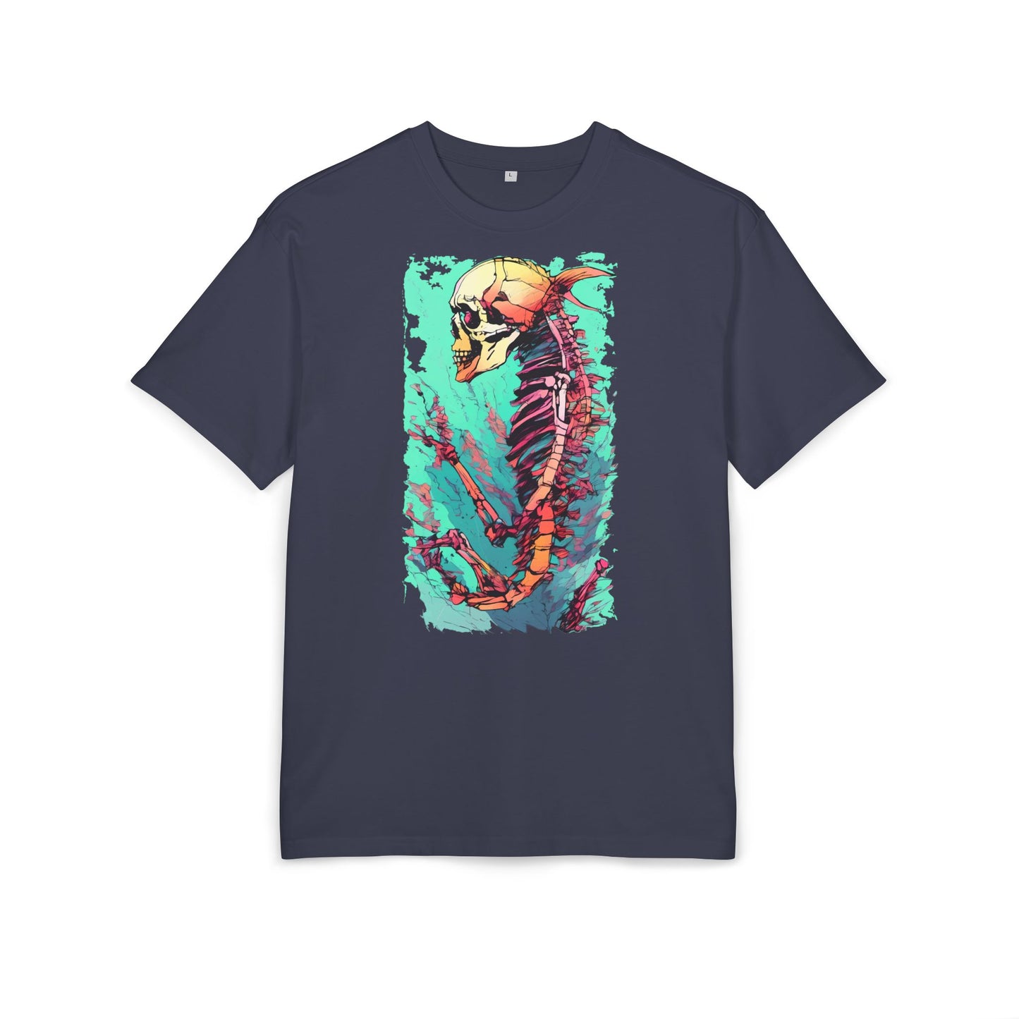 Colorful Skeleton Art Unisex Heavy Oversize Tee | Graphic Tee, Skeleton Shirt, Artsy Gift, Halloween Apparel, Trendy Streetwear