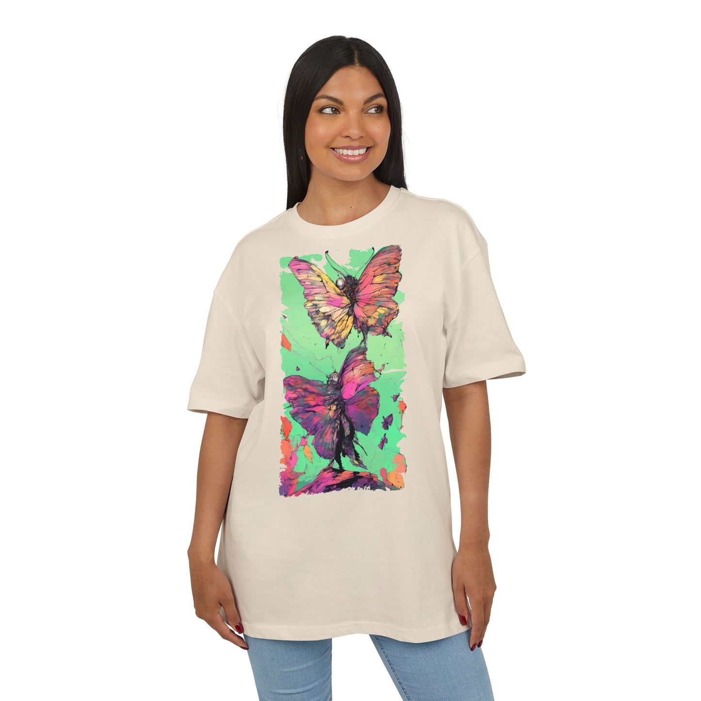 Colorful Butterfly Oversized Tee | Boho Style Tee, Spring Fashion, Nature Lover Gift, Festival Wear, Unique Graphic Shirt