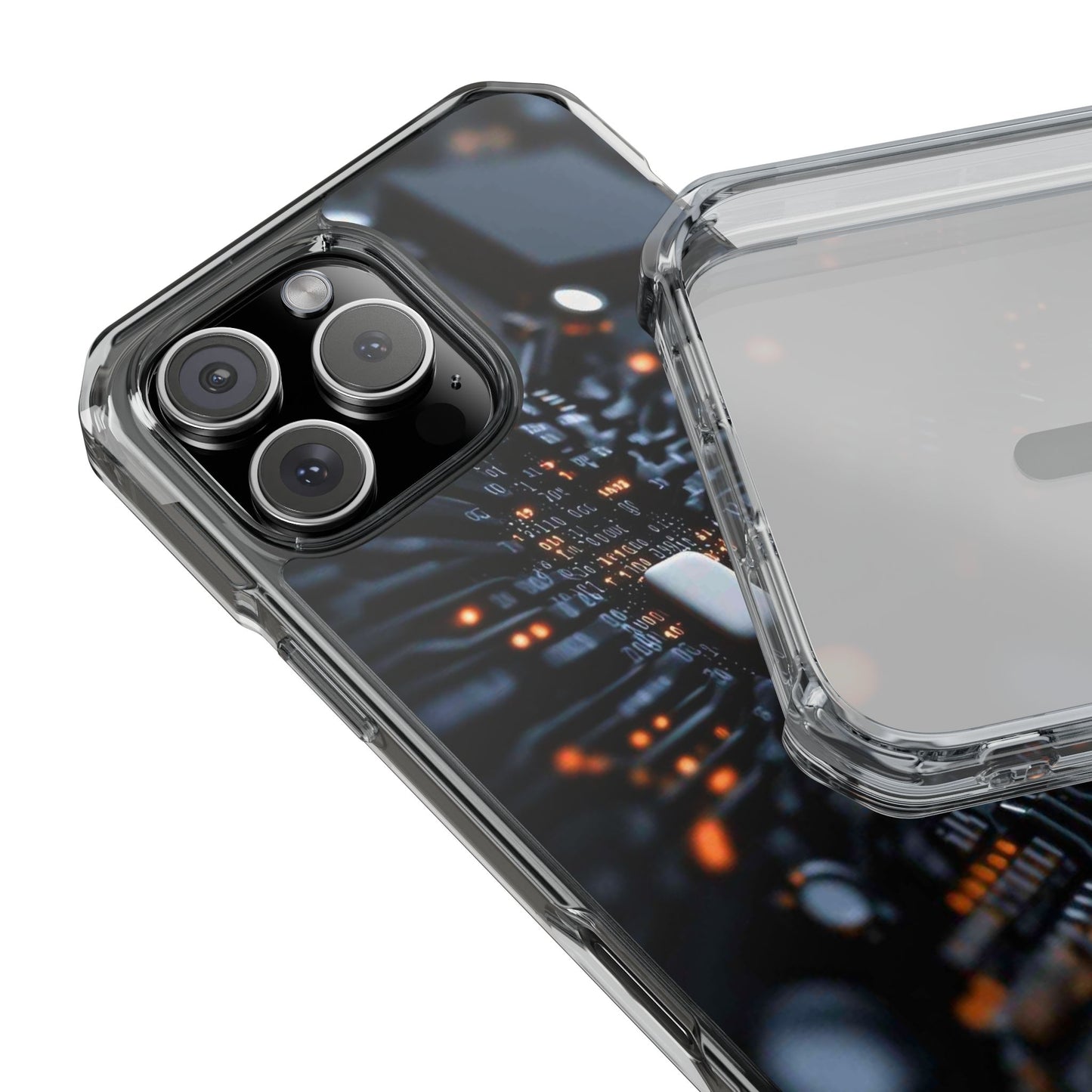 Magnetic Clear Impact Phone Case - Tech-Inspired Design, Perfect for Gadget Lovers, Birthday Gift, Tech Accessories, Durable Protection