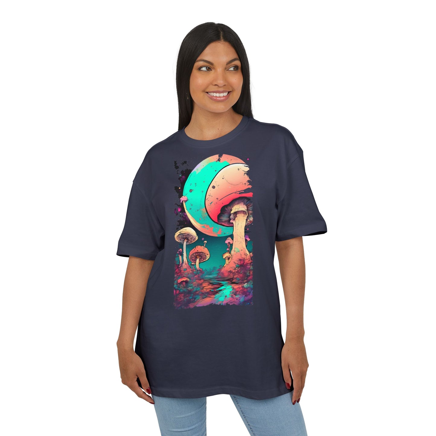 Cosmic Mushroom Graphic Tee, Unisex Oversized Shirt, Boho Vibe Top, Festival Wear, Unique Gift for Nature Lovers, Relaxed Fit Shirt