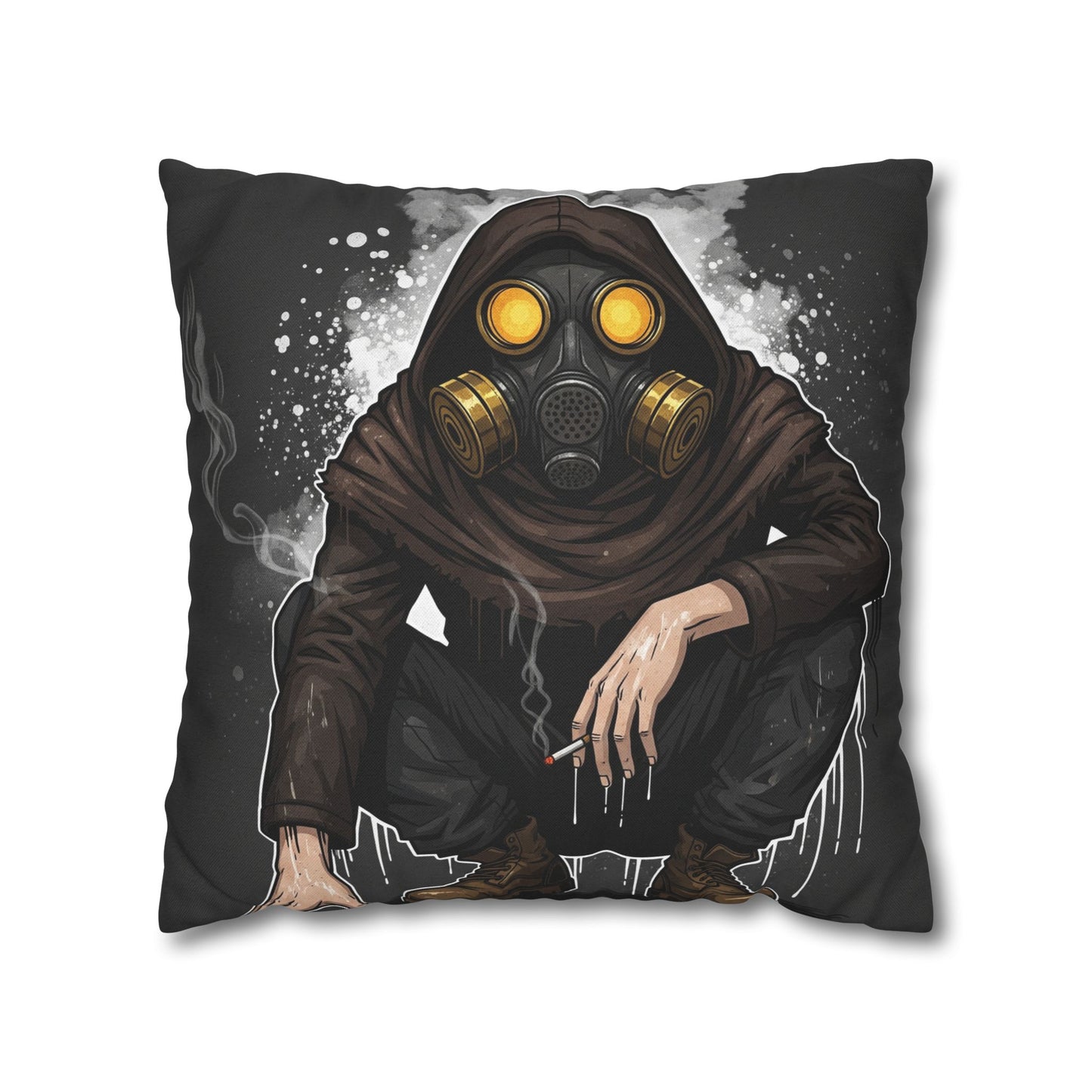 Gothic Gas Mask Pillowcase - Unique Home Decor, Edgy Throw Pillow, Gifts for Sci-Fi Fans, Alternative Room Style, Men’s Bedroom Decor