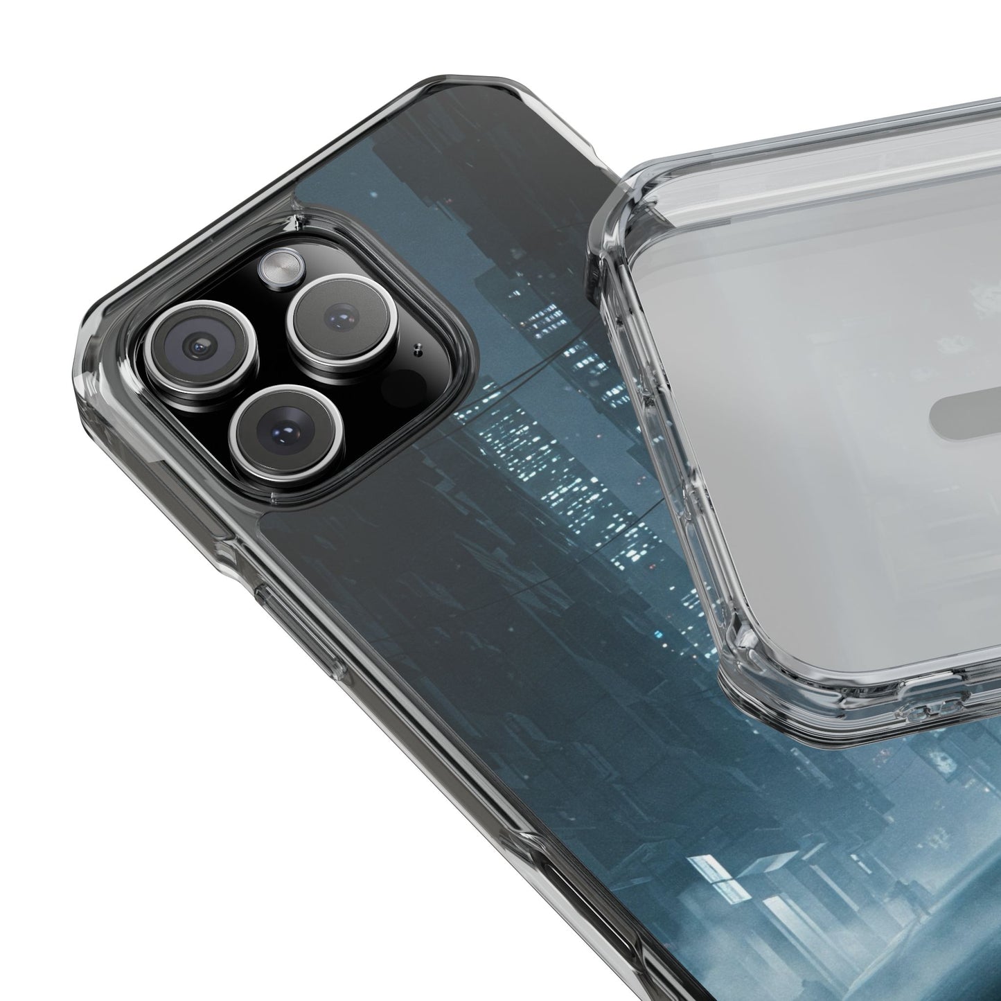 Magnetic Clear Impact Cases for Phones | Urban Nightscape Design | Unique Phone Accessories, Gift for Tech Lovers, Protective Cases