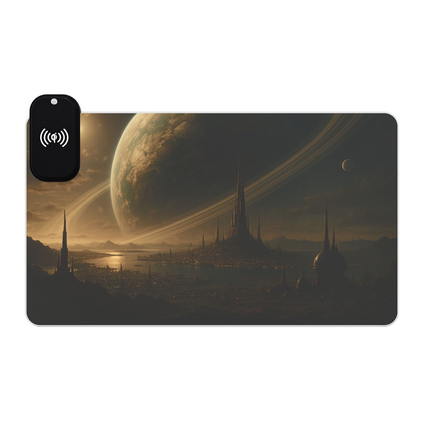 LED Gaming Mouse Pad with Wireless Charging Station - Cosmic Design, Gaming Setup, Home Office Accessory, Desk Decor, Gift for Gamers