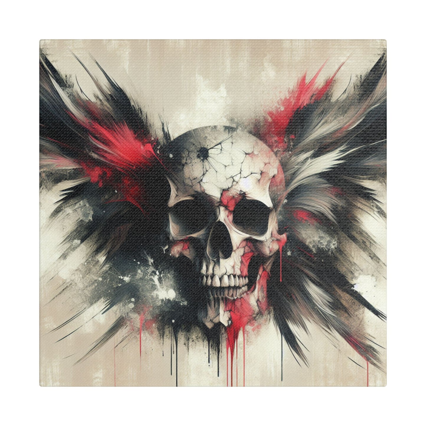 Gothic Skull Wall Art, Dark Art Canvas, Edgy Home Decor, Unique Gift for Halloween, Metalhead Wall Piece